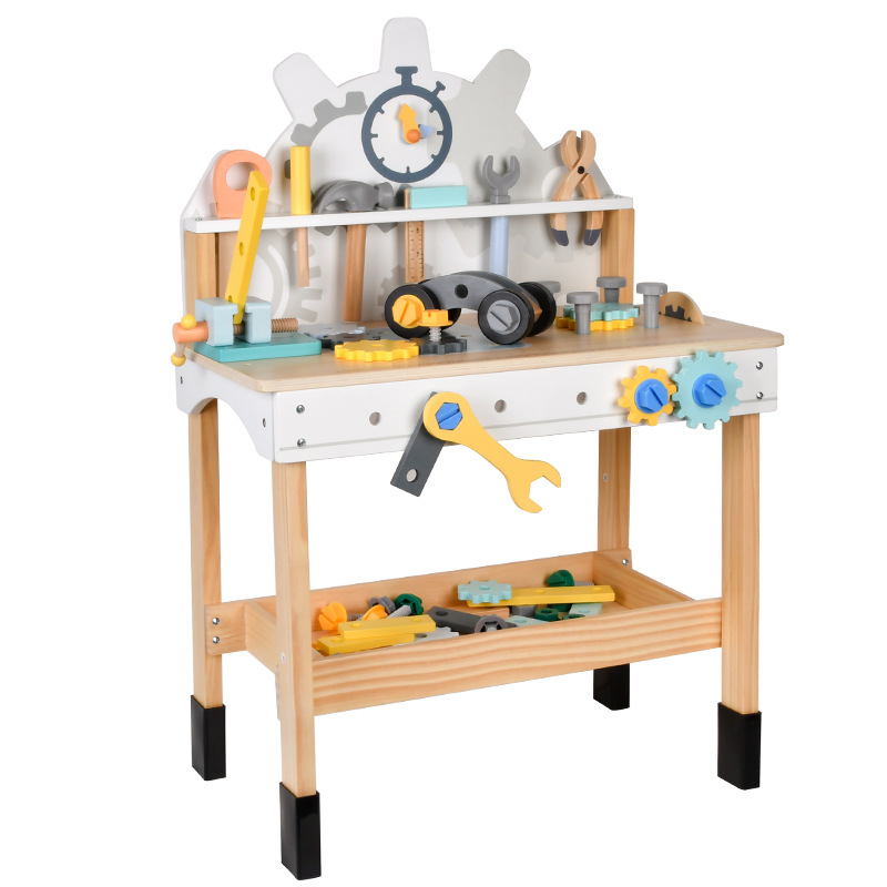 Nordic Style Wooden Simulation Tool Toystable Baby House Playing Repair Workbench Screw Nut Assembly Educational Toys 2023 