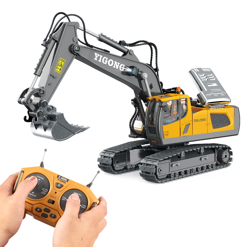 11 Channel Rc Digger Construction Toys For Kids Fully Functional Rc Diggers Toy Light Remote Control Excavator 