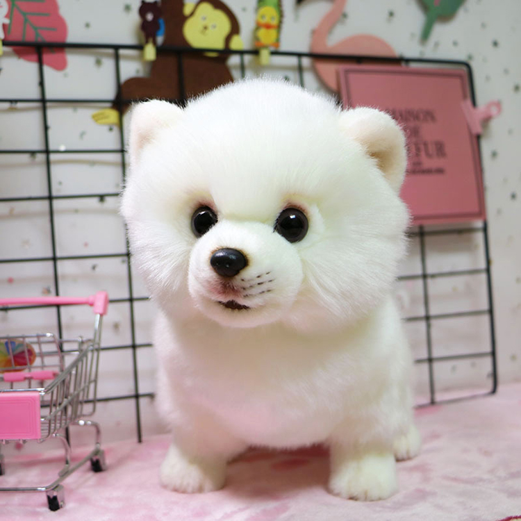 Good Quality Cute White Pomeranian Plush Toy 