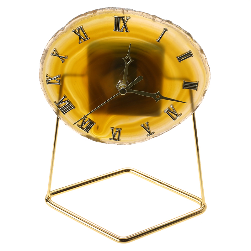 Handcrafted Natural Beautiful Agate Stone Slices Clock For Home Decoration 